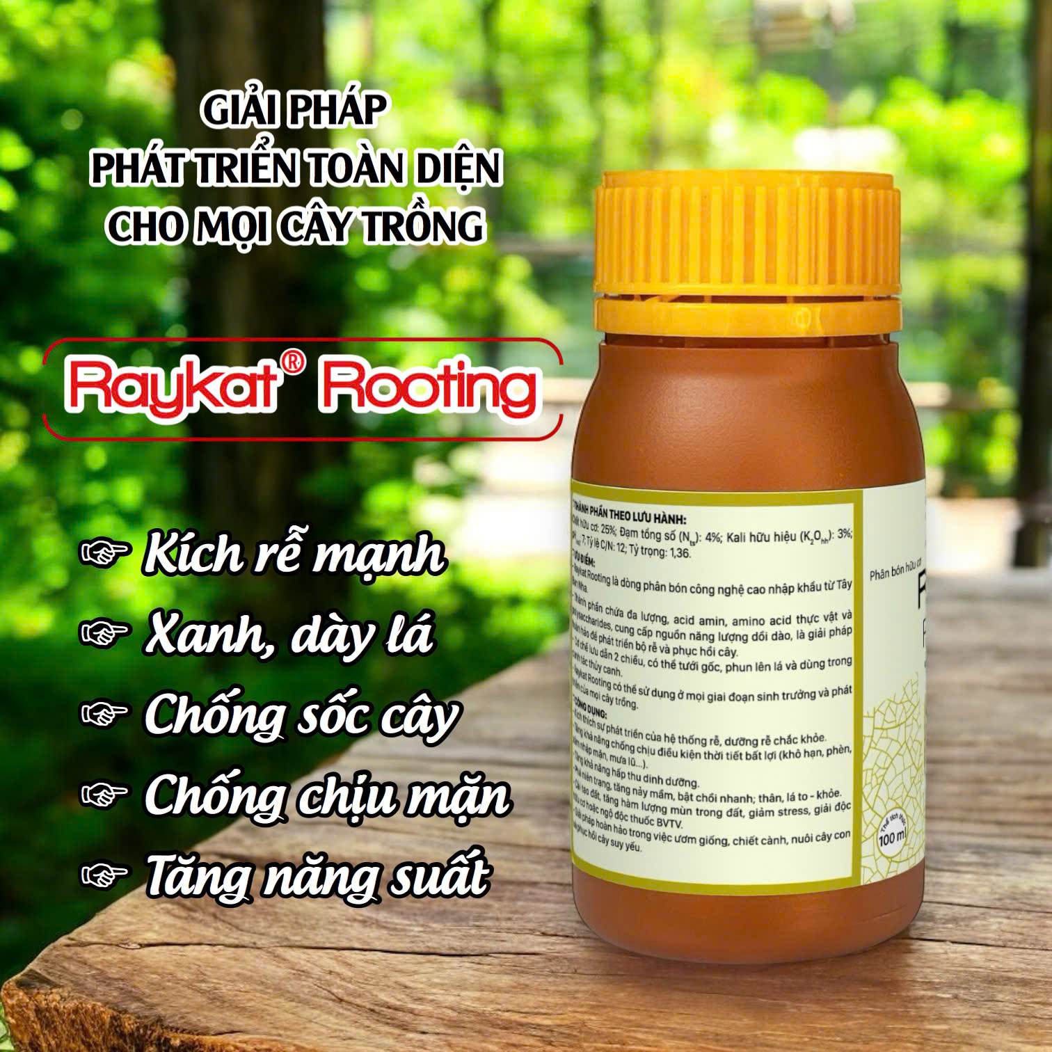 Phân bón sinh học hữu cơ Raykat Rooting - Chai 100ml